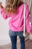 Bonbon Sequin Bowknot Graphic Drop Shoulder Pullover Sweatshirt