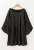 Black Bell Sleeve Shiny Plus Size Mini Dress