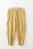 Beige Drawstring High Waist Plus Size Pants