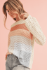 Apricot Pointelle Knit Colorblock Baggy Long Sleeve Top