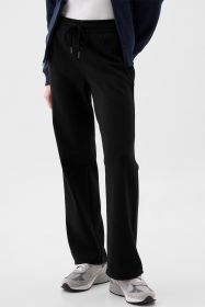 Black Solid Color Fleece Lined Drawstring Waist Pants (size: (US 12-14)L)