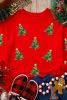 Red Sequin Christmas Tree Graphic Drop Shoulder Sweatshirt