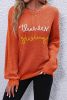 Gold Flame Thanksgiving Letter Graphic Crew Neck Sweater
