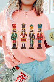 Pink Cute Nutcracker Graphic Crewneck Christmas T Shirt (size: (US 20-22)2XL)