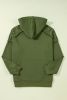 Vineyard Green Stud Detail Kangaroo Pocket Drawstring Hoodie