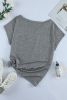 Grey Short Sleeve Basic T Shirt with Patch Pocket