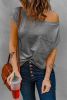 Grey Short Sleeve Basic T Shirt with Patch Pocket