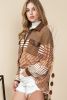 Khaki Faux Leather and Sherpa Striped Shirt Shacket