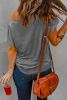 Grey Short Sleeve Basic T Shirt with Patch Pocket