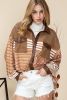 Khaki Faux Leather and Sherpa Striped Shirt Shacket