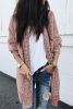 Pink Plaid Contrast Trim Casual Knit Long Cardigan