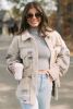 Khaki Aztec Print Sherpa Splicing Buttoned Flap Pocket Coat