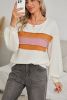 White Corded Exposed Seam Patchwork Drop Sleeve Top