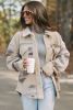 Khaki Aztec Print Sherpa Splicing Buttoned Flap Pocket Coat