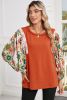 Desert Gold Floral Patchwork Sleeve Loose Top