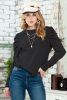 Black Plain Buttoned Puff Long Sleeve Sheath Top