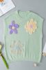 Moonlight Jade Flower Short Sleeve Knit Tee