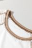 White Striped Raglan Sleeve Patchwork Top