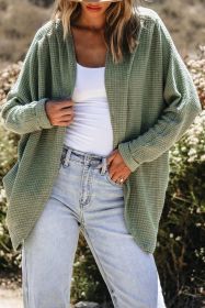 Laurel Green Waffle Knit Open Front Cardigan (size: (US 12-14)L)