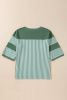 Mist Green Striped Patchwork Oversized Tee