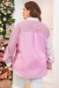 Pink Striped Patchwork Pocket Plus Size Shirt