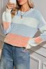 Multicolour Colorblock Lantern Sleeve Knitted Sweater