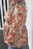 Khaki Plus Size Flower Print Square Neck Peplum Blouse