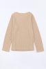 Khaki Ribbed Round Neck Knit Long Sleeve Top