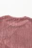 Apricot Pink Plus Size Velvet Ribbed Tiered Ruffle Mini Dress