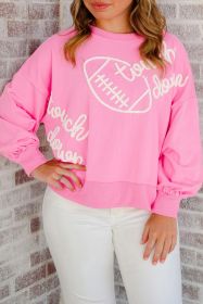 Pink Touch Down Rugby Plus Size Sweatshirt (size: (US 18W-20W)2X)