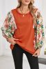 Desert Gold Floral Patchwork Sleeve Loose Top