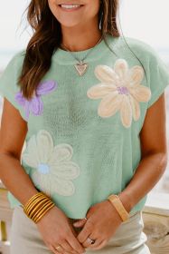 Moonlight Jade Flower Short Sleeve Knit Tee (size: (US 8-10)M)