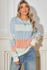 Multicolour Colorblock Lantern Sleeve Knitted Sweater