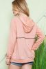 Pink Solid Color Exposed Seam Henley Pullover Hoodie