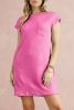Sachet Pink Plain Textured Pocketed Mini Dress