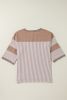 Dark Khaki Striped Patchwork Oversized Tee
