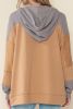 Khaki Patchwork Side Pockets Drawstring Hoodie