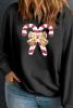 Black Christmas Candy Cane Print Plus Size Sweatshirt
