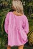 Pink Bracelet Sleeve Frill Detail Babydoll Blouse