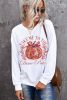 Beige Halloween Disco Ball Pumpkin Graphic Pullover Sweatshirt
