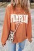 Orange Crinkle Ribbed PUMPKIN Spice Graphic Crewneck Sweatshirt