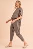 Taupe Batwing Sleeve High Low Tee and Drawstring Crop Pants Set