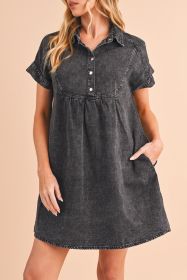 Black Vintage Snap Buttoned Mini Denim Dress (size: (US 8-10)M)