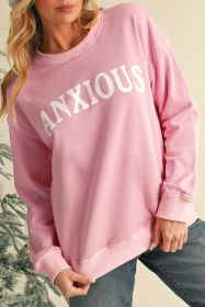 ANXIOUS (This Too Shall Pass) Pink Graphic Sweatshirt (size: (US 8-10)M)