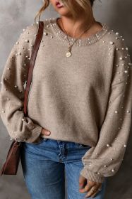 Smoke Gray Plus Size Pearl Pullover Sweater (size: (US 18W-20W)2X)