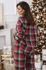 Red Christmas Checkered Pattern Loose Shirt and Pants Pajama Set