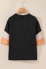 Carbon Grey Ribbed Colorblock Drop Sleeve Top