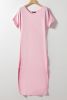 Pink Solid Color Hidden Pocket V Neck Slit Maxi Dress