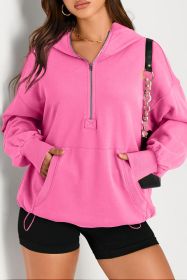 Bonbon Kangaroo Pocket Half Zipper Oversized Hoodie (size: (US 12-14)L)