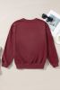 Burgundy Plain Drop Shoulder Crewneck Pullover Sweatshirt